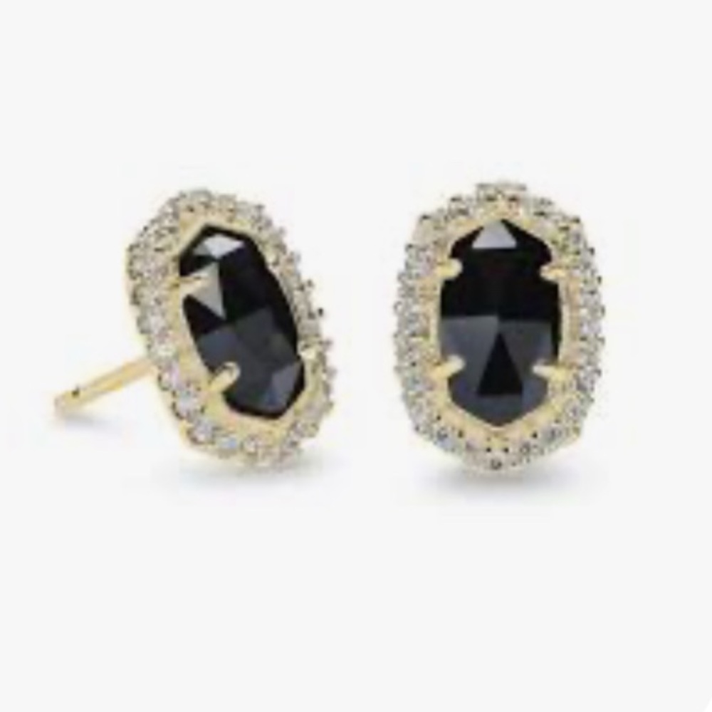 Kendra Scott Cade Stud Earrings – Black Opaque Glass & Gold - Picture 3 of 7